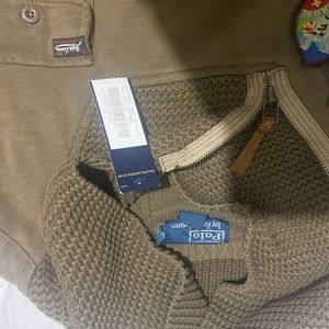 Olive green  zip sweatshirt by Ralph Lauren large, w/tags